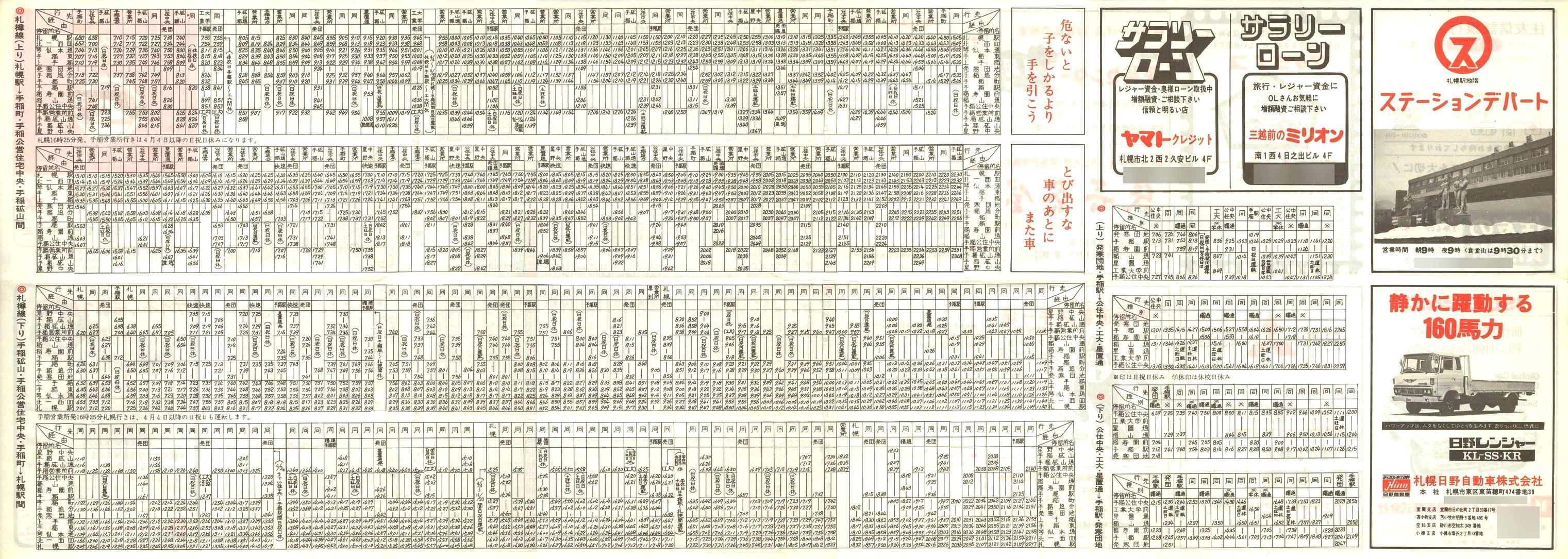1976-12-10改正_国鉄バス_札樽線時刻表裏面
