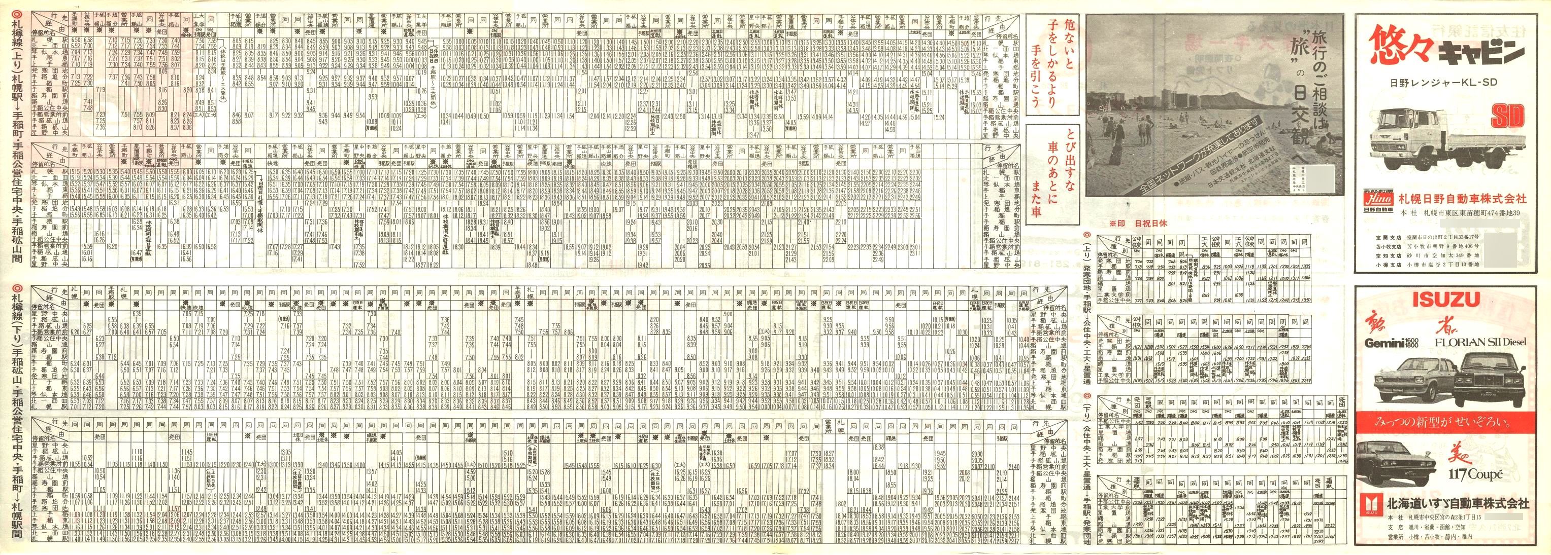 1977-12-15改正_国鉄バス_札樽線時刻表裏面