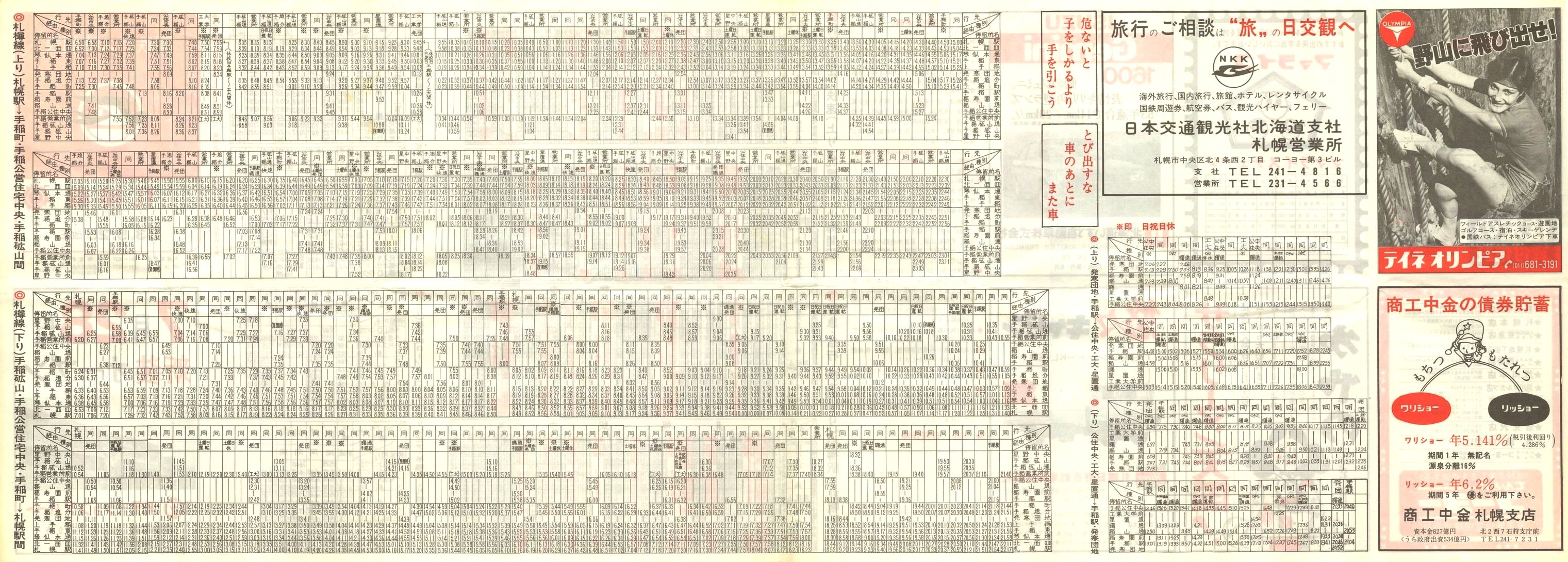1978-05-25改正_国鉄バス_札樽線時刻表裏面