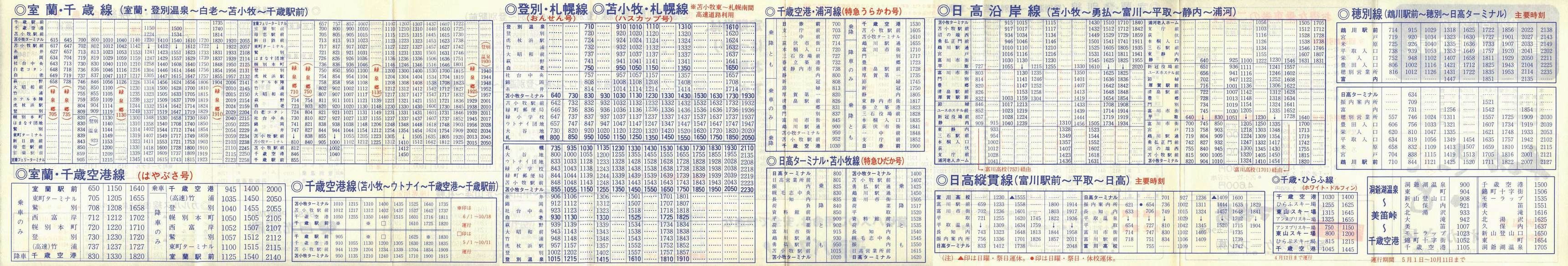1987-04-01改正_道南バス_登別・苫小牧管内時刻表裏面