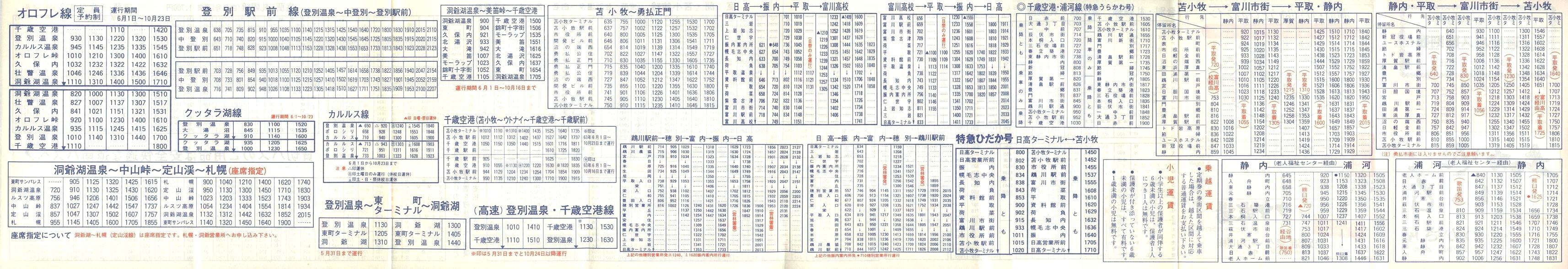 1988-04-01改正_道南バス_登別・苫小牧管内時刻表裏面