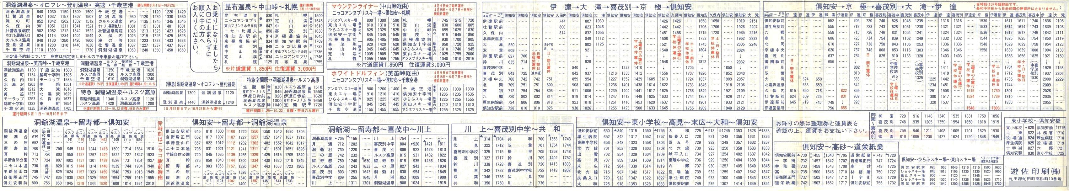 1989-04-01改正_道南バス_洞爺・倶知安管内時刻表裏面