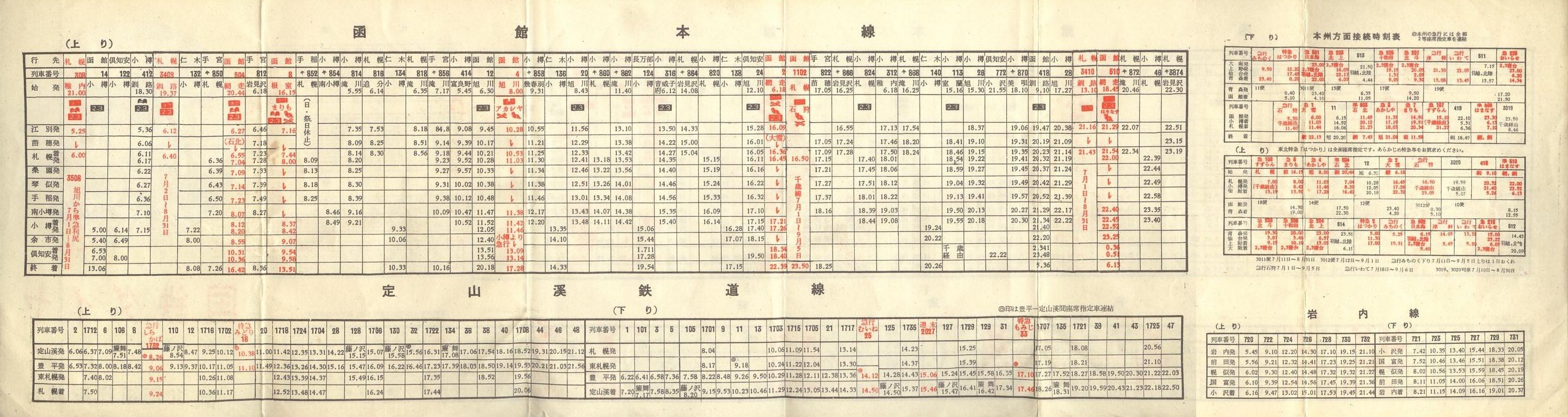 1959-07-01改正_北海道拓殖銀行_国鉄ダイヤ(ポケット時刻表)裏面