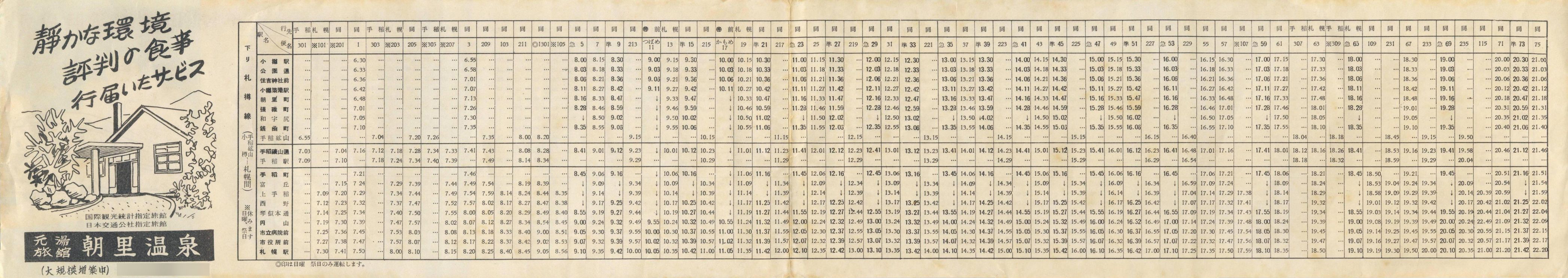 1957-06-01改正_国鉄バス_札樽線時刻表裏面