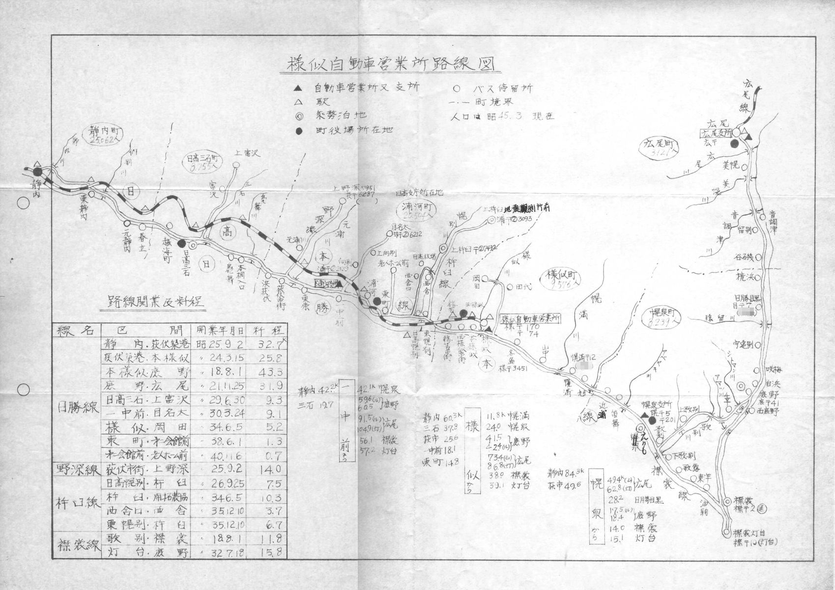 1978-06入手_国鉄バス_様似自動車営業所路線図