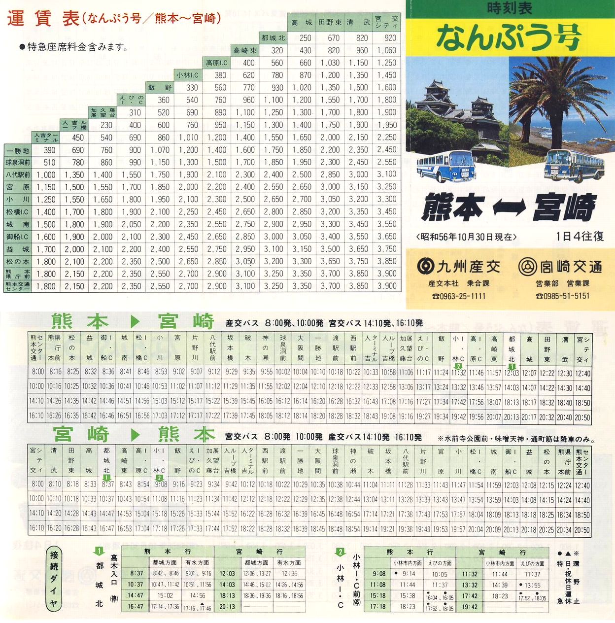 1981-10-30現在_九州産業交通・宮崎交通_なんぷう号時刻表