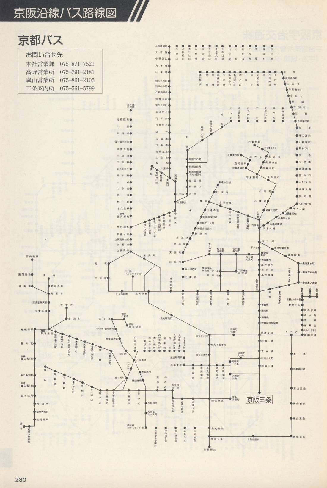 1987-06-01改正_京阪電気鉄道_冊子時刻表_280(京都バス路線図)